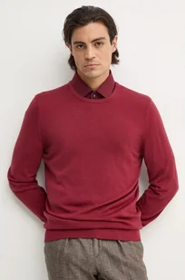 Calvin Klein sweter wełniany męski kolor czerwony lekki - Swetry męskie - miniaturka - grafika 1