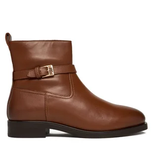 Botki Tommy Hilfiger Th Buckle Riding Leather Bootie FW0FW08781 Brązowy - Botki damskie - miniaturka - grafika 1