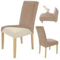 Pokrowce na meble - Pokrowiec krzesło welur BEŻ CAPPUCINO elastyczny [21wz] - miniaturka - grafika 1
