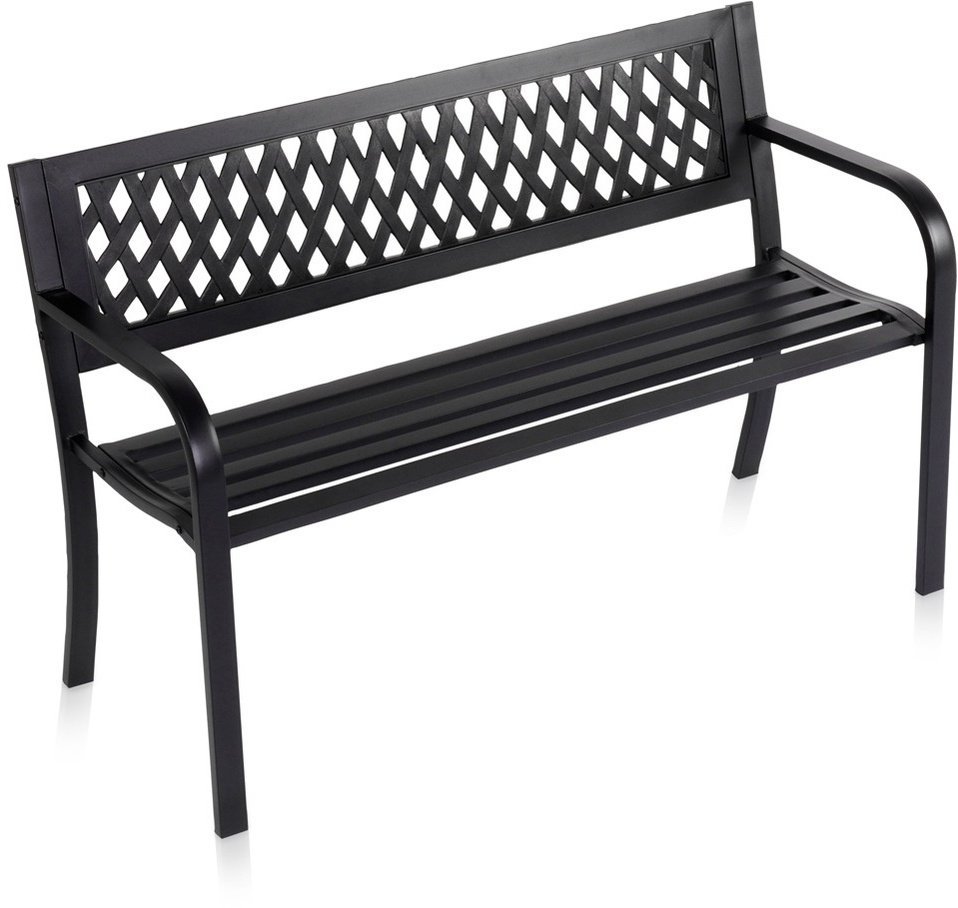 Vilde Ławka ogrodowa metalowa czarna 119x45x76 cm