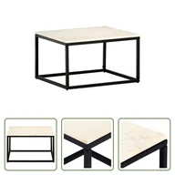 Ławy i stoliki kawowe - The Living Store Stolik kawowy biały 60×60×35 cm prawdziwy kamień o marmurowym wyglądzie - miniaturka - grafika 1