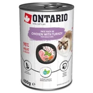Mokra karma dla kotów - ONTARIO konserwa dla kotów Kurczak przyprawiony Indykiem oraz Rokitnikiem 400g (213-21137) - miniaturka - grafika 1