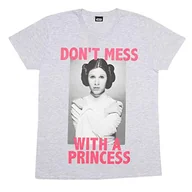 Koszulki i topy damskie - Star Wars Princess Leia Don't Mess Boyfriend Fit T-shirt damski, S-5XL, szary, oficjalny towar, szary, XL - miniaturka - grafika 1
