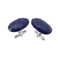 Spinki do mankietów i krawatów - Spinki do mankietów Lapis Lazuli owal (S1156) Srebro [925] - miniaturka - grafika 1