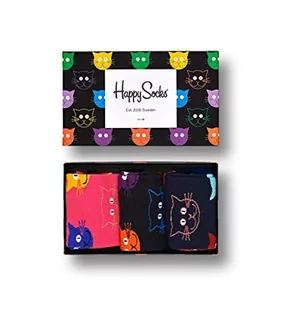 Happy Socks 3-Pack Cat Gift box, kolorowe i zabawne, Skarpetki dla kobiet i mężczyzn, Czarny-Niebieski-Zielony-Pomarańczowy-Liliowy-Żółty (41-46) - Skarpetki męskie - miniaturka - grafika 1