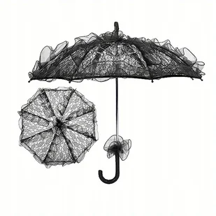Parasol czarny koronka gotycki ślub halloween sesja zdjęciowa lolita - Parasole - miniaturka - grafika 1