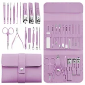 Zestawy do manicure i pedicure - Melo, Profesjonalny Zestaw Przybory Do Manicure I Pedicure 16 Sztuk Etui Prezent - miniaturka - grafika 1