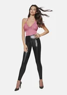 Legginsy - Legginsy z eko-skóry MATILDA z wysokim stanem i zamkiem, Bas Bleu - miniaturka - grafika 1