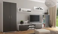 Inne meble do salonu - Zestaw mebli do salonu z szafą - biały + czarny S1-A33 - miniaturka - grafika 1