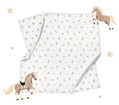 Otulacze - Otulacz muślinowy 100x100cm - konie Lullalove - miniaturka - grafika 1