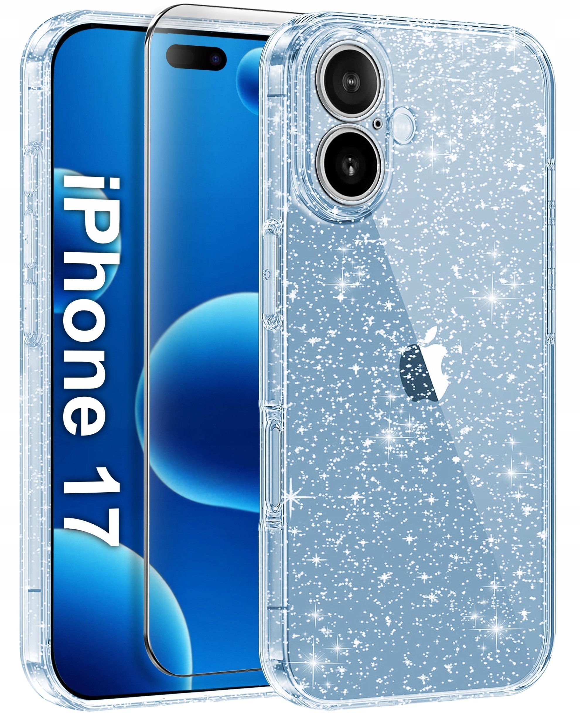 Etui do iPhone 17 CASE CLEAR BROKAT BŁYSZCZĄCE MIENIĄCE 2MM + SZKŁO 9H
