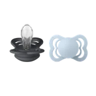 Smoczki uspokajające - Bibs Supreme, smoczek uspokajający, silikonowy, symetryczny, rozmiar 1, Iron & Baby Blue, od urodzenia, 2 sztuki - miniaturka - grafika 1