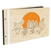 Albumy fotograficzne - Album Na Zdjęcia Wyklejany Pustynia Z Pierwszą Stroną W Kolorze W Drewnianej Oprawie Z Czarnymi Kartami Z Grawerem - miniaturka - grafika 1