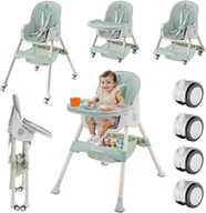 Krzesełka do karmienia - DZIECIĘCE KRZESEŁKO DO KARMIENIA KARMELEK 4W1 ZIELONE - miniaturka - grafika 1