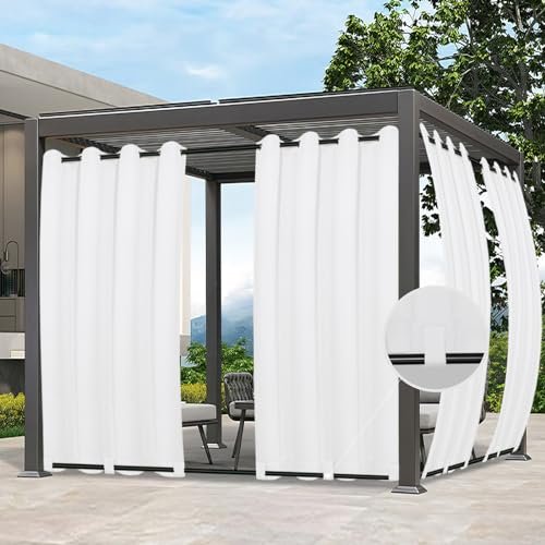 Easy-Going Outdoor Curtains Waterproof Windproof Weatherproof Curtain for Patio 54x120 inch, White