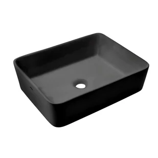 Invena Paros umywalka 47,5x37,5 cm nablatowa prostokątna czarny półmat CE-36-005 - Umywalki - miniaturka - grafika 1