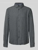 Koszule męskie - Koszula casualowa o kroju regular fit z fakturowanej bawełny z kołnierzykiem typu button down - miniaturka - grafika 1