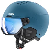 Kaski narciarskie - Uvex Wanted Visor, kask narciarski z przyłbicą, niebieski - miniaturka - grafika 1