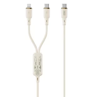 XO kabel NB-Q262 2w1 PD USB-C - Lightning + USB-C 1,2m beżowy 60W - Kable USB - miniaturka - grafika 1