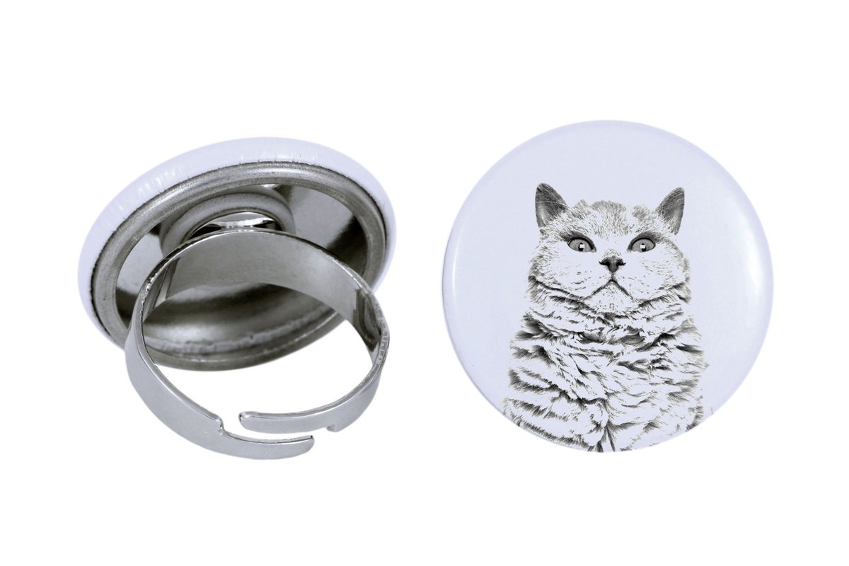 Kot Selkirk Rex krótkowłosy - wyjątkowy pierścionek, handmade, biżuteria damska marki Art-Dog