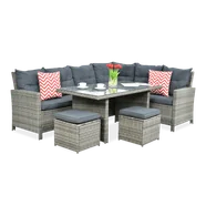 Zestaw Mebli Ogrodowych Technorattan IBIZA Narożnik Stolik Pufy na Taras