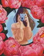 Malowanie po numerach - Diamentowa mozaika - Kwiatowe selfie 40x50cm - Ideyka - miniaturka - grafika 1