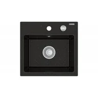 Zlewozmywaki - Mexen Milo zlewozmywak granitowy 1-komorowy 435 x 410 mm, czarny/złoty metalik - 6505441000-75 - miniaturka - grafika 1