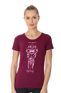 Koszulki sportowe damskie - Koszulka damska z merino Brubeck Outdoor Wool Pro SS12720A śliwkowy lotos - grafika 1
