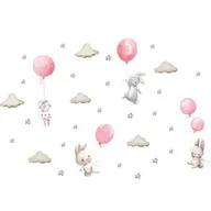 Zabawki interaktywne dla dzieci - Naklejki na ścianę SIPO Króliki z balonami WS63028 - miniaturka - grafika 1