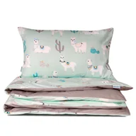 Pościel dla dzieci - Pościel 100x160 miętowa Lamy w krainie kaktusów - miniaturka - grafika 1