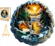 Puzzle - PUZZLE DREWNIANE DUŻE 275 ELEMENTÓW W DREWNIANYM PUDEŁKU ZIMOWY PEJZAŻ 3D - miniaturka - grafika 1