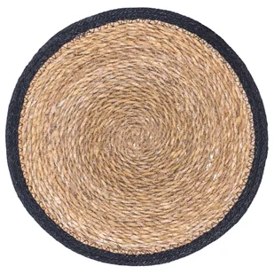 Podkładka na stół z trawy morskiej z czarną lamówką śr. 30 cm - Obrusy i serwetki - miniaturka - grafika 1