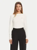 Bluzki damskie - Tommy Hilfiger Bluzka WW0WW47309 Écru Slim Fit - miniaturka - grafika 1