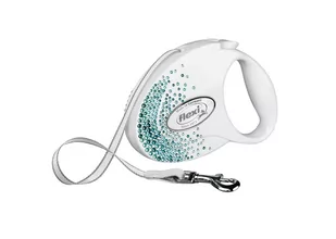 FLEXI Glam smycz M 5m taśma zdobienie Splash Ocean biała - Smycze dla psów - miniaturka - grafika 1