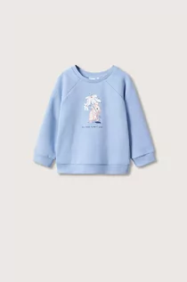 Bluzy damskie - Mango Kids Kids bluza bawełniana dziecięca Grow kolor turkusowy z nadrukiem - grafika 1