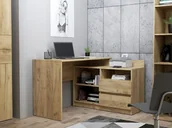 Biurka - Biurko narożne białe komputerowe Delta szuflady dąb craft - miniaturka - grafika 1