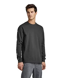 G-STAR RAW Męski T-shirt z logo Tape Tweeter ls, Szary (Cloack C443-5812), L - Koszulki męskie - miniaturka - grafika 1