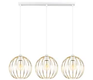 Lampy sufitowe - Żyrandol na lince MATT 3xE27/60W/230V biały/złoty - miniaturka - grafika 1