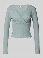Bluzki damskie - Bluzka z długim rękawem o kroju slim fit z mieszanki bawełny model ‘CARLOTTA’ - miniaturka - grafika 1