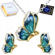 Kolczyki - Zestaw Srebrny Naszyjnik Niebieski Motyl Kolczyki Wkrętki Motyle SREBRO 925 - miniaturka - grafika 1