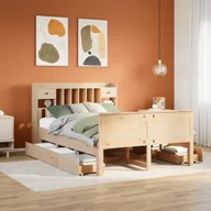 Łóżka - Łóżko z regałem, bez materaca, 160x200 cm, lite drewno sosnowe Lumarko! - miniaturka - grafika 1
