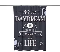 Zasłony - Bonamaison Zasłona prysznicowa z nadrukiem cyfrowym, poliester, niebieska, 140 x 200 cm - miniaturka - grafika 1