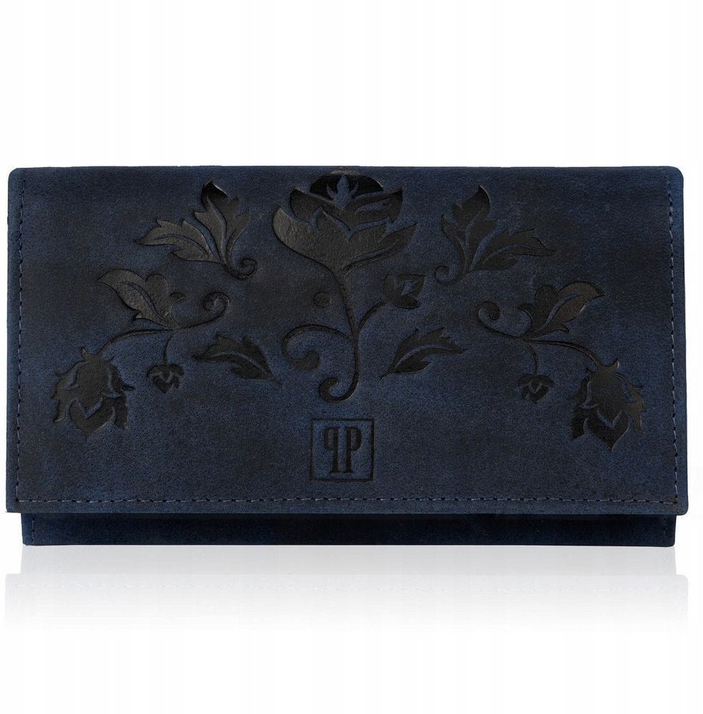 Portfel damski vintage skórzany w kwiaty Paolo Peruzzi T-44-DB