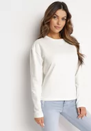 Bluzy damskie - Biała Bawełniana Bluza z Długim Rękawem i Ozdobnym Wiązaniem Pinada - miniaturka - grafika 1