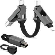 Kable USB - Statik HexCharge - uniwersalny kabel 4w1 z trzema wymiennymi wtyczkami magnetycznymi 15cm, w nylonowym oplocie (USB-C, lightning, USB-A) (black) - miniaturka - grafika 1