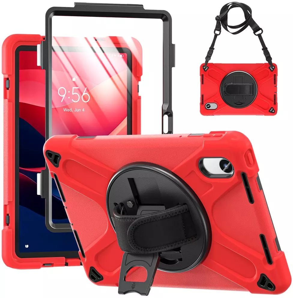 Etui na tablet 4kom.pl Etui Shockproof z uchwytem do Lenovo Tab M11 10.95 TB330FU TB330XU TB331FC, czerwone