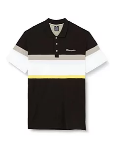 Champion Męska koszulka polo Legacy Light Cotton Pique Color Block Shirt, (czarny/biały), S - Koszulki męskie - miniaturka - grafika 1