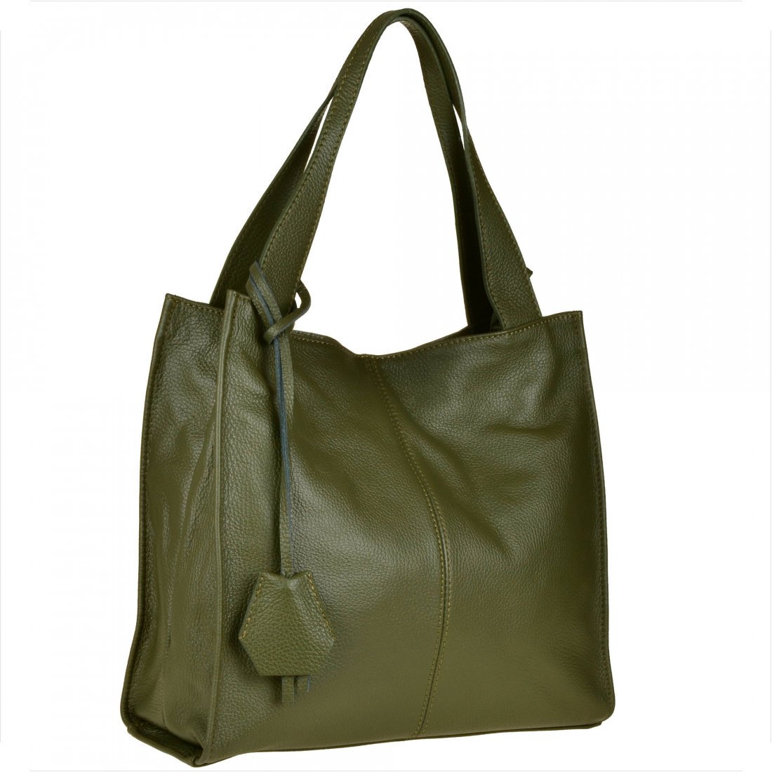 Duża torebka włoska shopper bag skóra naturalna oliwka