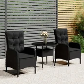 Meble ogrodowe - 3-częściowy zestaw mebli bistro do ogrodu, polirattan, czarny - miniaturka - grafika 1