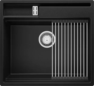 Zlew BRANDE ZONE POCKET 580-60 BLACK (czarny mat) |  zwijany ociekacz ROLLMATA - Zlewozmywaki - miniaturka - grafika 1